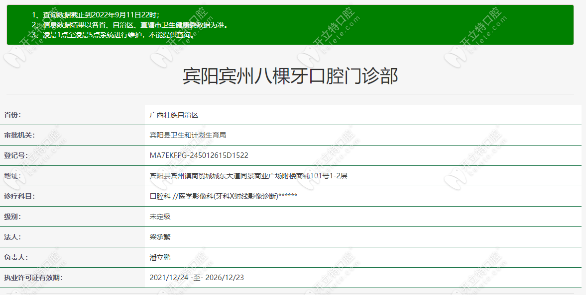 南宁宾阳宾州八棵牙口腔门诊部