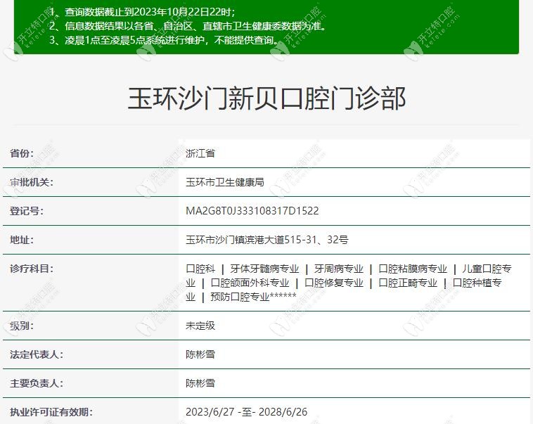 玉环沙门新贝口腔门诊部