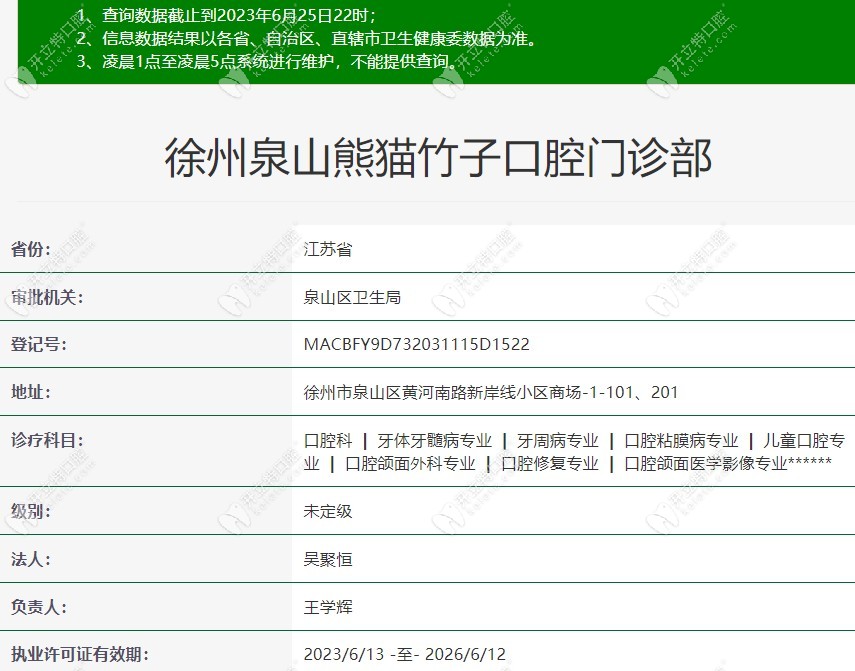 徐州泉山熊猫竹子口腔门诊部